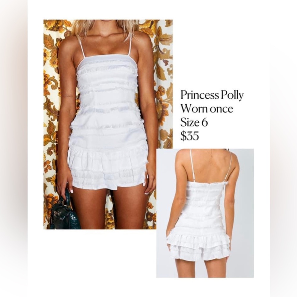 Princess Polly White Spaghetti Strap Mini Dress